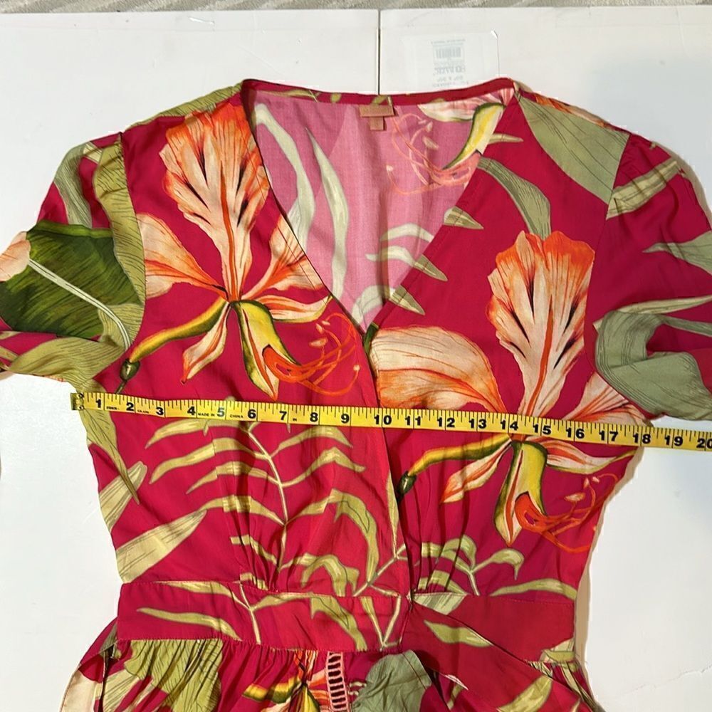 Powder women’s tropical dark rose color wrap dress size S - Picture 13 of 13